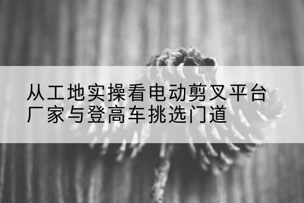 连平电动剪叉升降平台厂家-从工地实操看电动剪叉平台厂家与登高车挑选门道